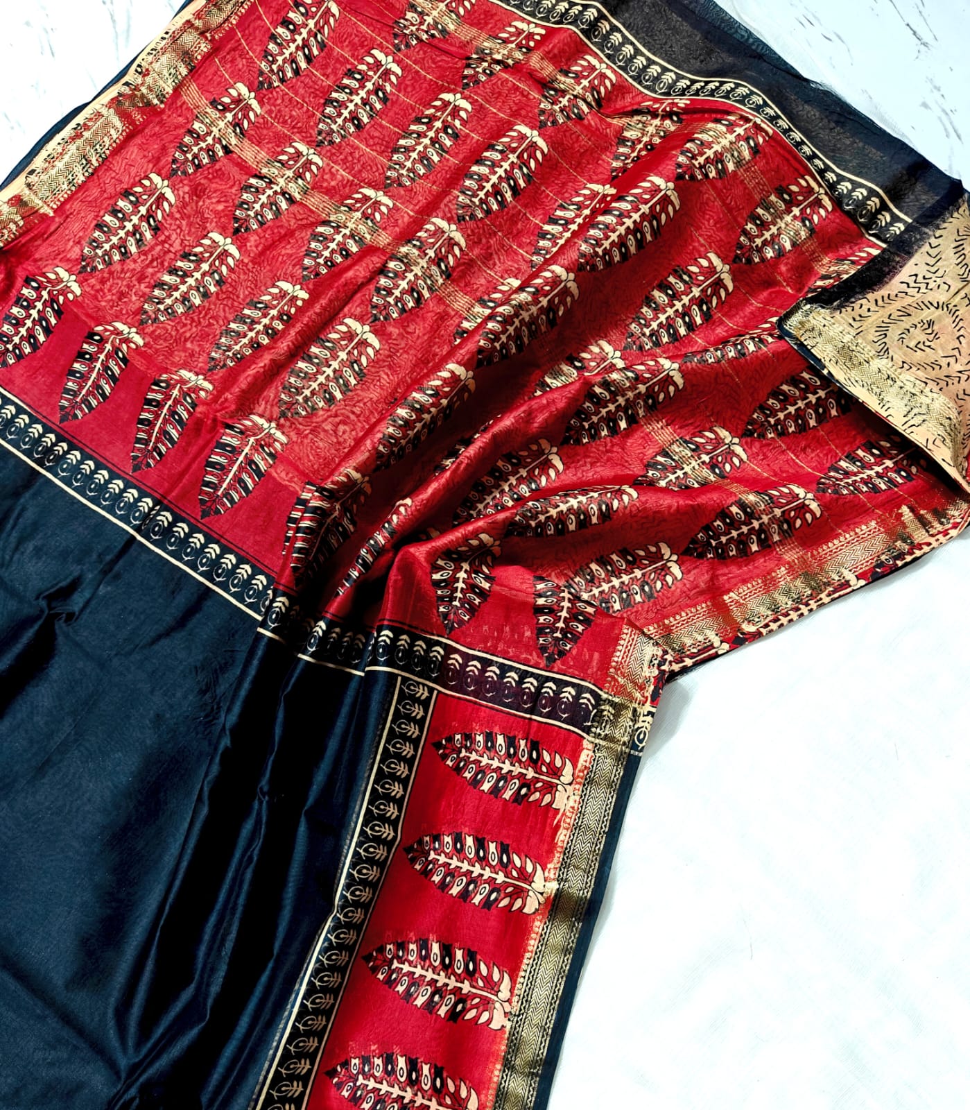 Maheswari Silk Saree Hand Block Printed