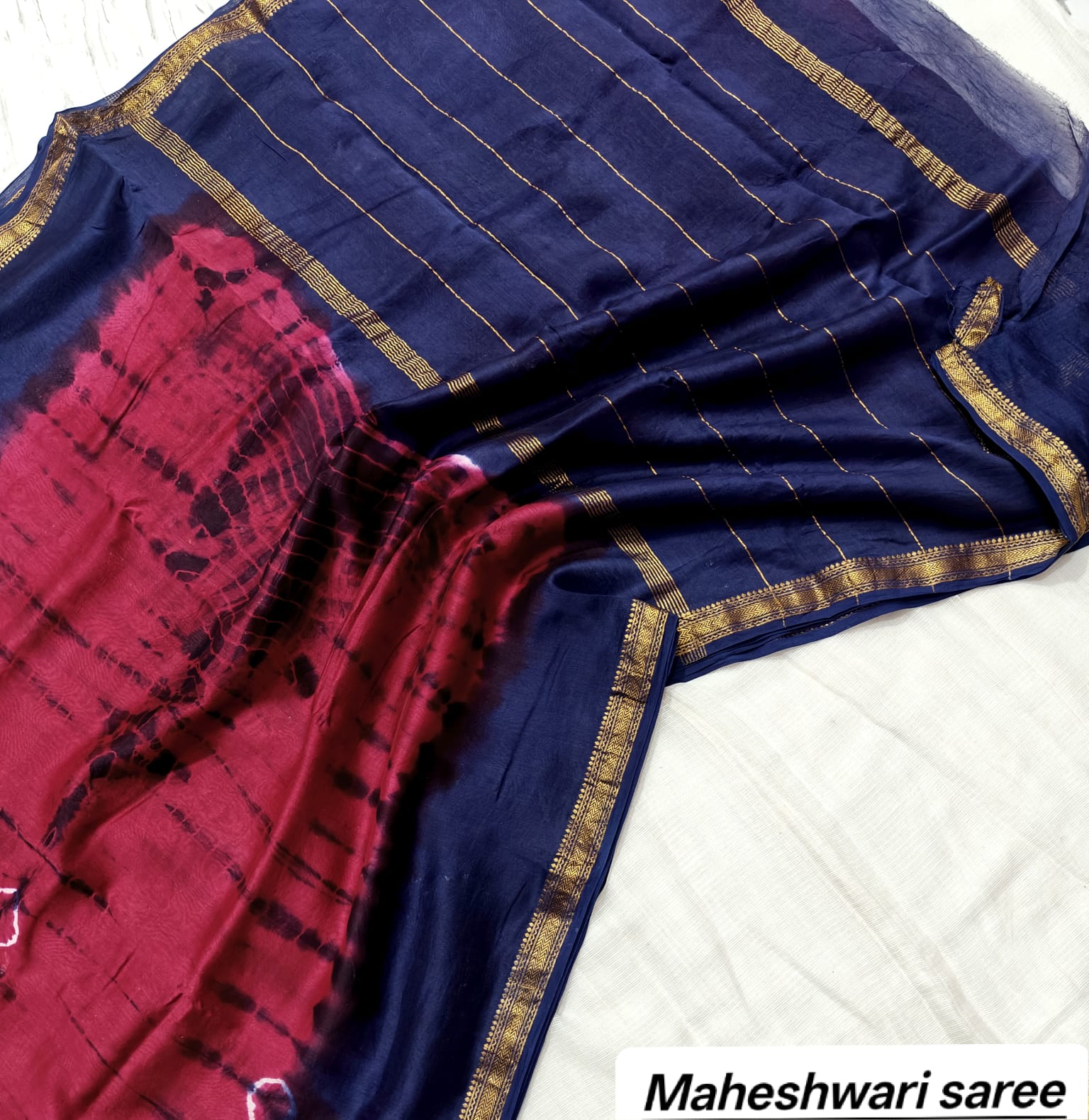 Maheswari Silk Saree Hand Block Printed
